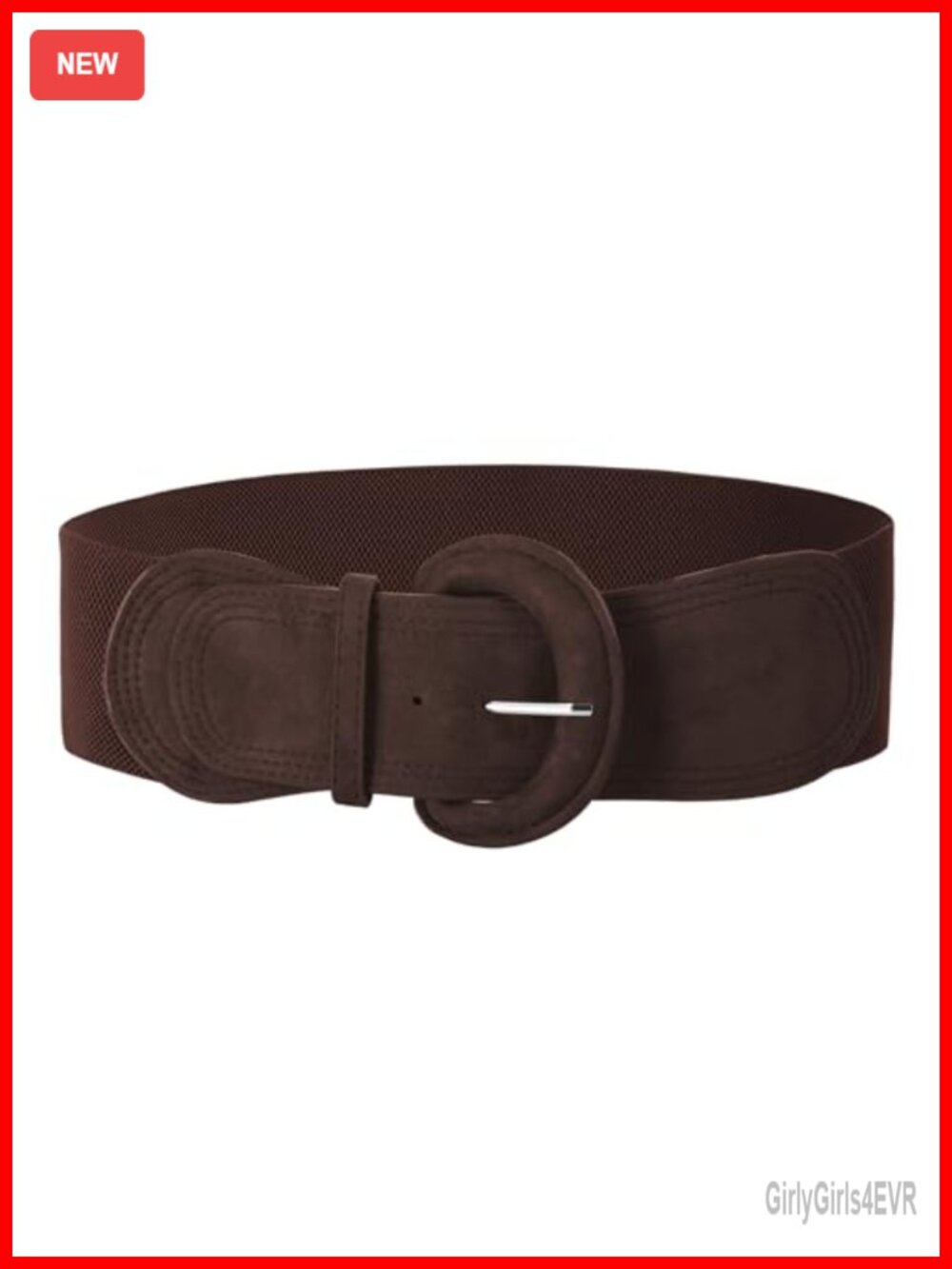 Wide Elastic Suede Belt Chunky Buckle Faux Leather Waist Belt